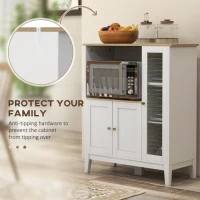 HOMCOM Dulap pentru Microunde cu Dulap Inferior și Rafturi Laterale din Lemn Alb(m-7)