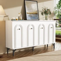 Credenza a 4 ante con frontale ad arco 3D, per soggiorno, sala da pranzo e ingresso, 140x34x78 cm, Bianco(m-4)