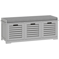 HOMCOM 3-Drawer Shoe Storage Bench - Grey