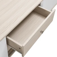 Mobile TV con 2 cassetti, ante scorrevoli a righe e gambe in legno robuste, 160x40x58 cm, Bianco(m-7)