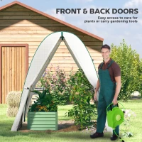 Outsunny Hoop House Greenhouse with Sandbags, Walk-In Tunnel Green House with 2 Doors and Screen Windows, 1.8 x 1.8 x 2m, White(m-7)