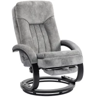 HOMCOM Swivel Recliner Chair with Footrest, Manual Recliner Armchair with Wooden Base, Plush Velvet Upholstered Reclining Chair for Living Room, Bedroom, Office, Grey(m-1)
