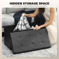 HOMCOM Storage Ottoman Bench, 89L PU Leather Folding Foot Rest Stool, End of Bed Bench, Easy Assembly, for Living Room, Bedroom, Entryway, Black(m-5)