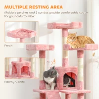 PawHut 173cm Cat Tree Scratching House, Activity Play Centre, Pink(m-6)