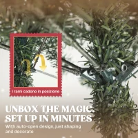 HOMCOM Brad de Crăciun 180 cm de Interior cu 620 de Ramuri, Conuri și Boabe Verde(m-6)