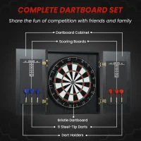 SPORTNOW Bristle Dartboard with Cabinet, 6 Steel Tip Darts, Cabinet(m-4)