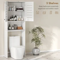 HOMCOM Dulap Deasupra WC cu 2 Uși și Raft Deschis, din Lemn Alb(m-4)