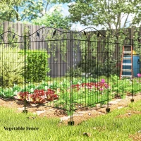 Outsunny Garden Decorative Fence - 4 Panels, 44in x 12ft, Metal Wire Landscape Border Edging(m-8)