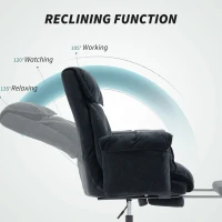 HOMCOM Scaun de Birou Reclinabil cu Suport pentru Picioare și Înălțime Reglabilă Negru(m-6)