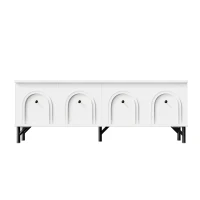 Mobile TV 4 ante, design elegante con frontale ad arco 3D, 160x38x55,5 cm, Bianco(m-2)