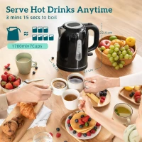 HOMCOM Simple Polished Toaster and Kettle Set - Black(m-3)