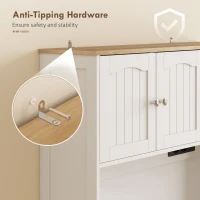 HOMCOM Hoher Küchenbuffet, Küchenschrank, Ladestation, 6 Türen, Arbeitsfläche, Gewürzhalter, 100x40x173cm, weiß(m-4)