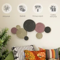 HOMCOM Decor de Perete cu 8 Discuri 3D din Metal în culori Bronz, Portocaliu și Galben(m-6)