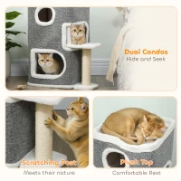 PawHut 75 cm Cat Tree, Cat Tower Condo for Indoor Cats with Scratching Post, Jumping Platform, Grey(m-5)
