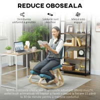 HOMCOM Scaun pentru genunchi din țesătură cu aspect de in și lemn, Maro închis(m-6)