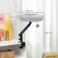 PawHut Cat Desk Bed, Cat Hammock 360° Rotatable Adjustable for Window, Table, Work, Grey(m-3)