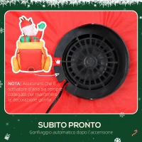 Outsunny Babbo Natale Gonfiabile con Slitta e Renne da 2.4m con 6 Luci LED e Gonfiatore per Esterni e Interni(m-5)
