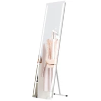 HOMCOM Full Length Dressing Mirror, LED Lighted Wall Mirror for Bedroom, Adjustable Brightness and 3 Colours, White(m-11)