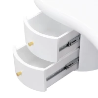 Tavolino da salotto con forma irregolare, 2 cassetti, 97x64x42 cm, Bianco(m-7)