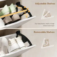 HOMCOM Dulap Subțire pentru Pantofi cu 4 Sertare pentru 16 de Perechi de Pantofi 62.5x26x156 cm, Culoare Lemn și Alb(m-5)