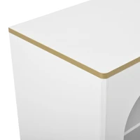 Credenza con 2 cassetti e 2 ante in vetro, ampio vano contenitivo, 140x38x90 cm, Bianco(m-7)