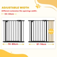 PawHut Metal 74-94cm Wide Adjustable Dog Gate Black(m-4)