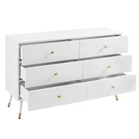 Cassettiera a 6 cassetti, con motivo geometrico e maniglie a forma di diamante, per camera da letto e soggiorno, 120x40x80 cm, Bianco(m-10)