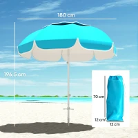 Outsunny Beach Umbrella Portable with Sand Anchor, Carry Bag, Adjustable Height & Tilt, UPF50+ UV Protection, Blue(m-3)