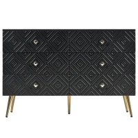 Cassettiera a 6 cassetti, con motivo geometrico e maniglie a forma di diamante, per camera da letto e soggiorno, 120x40x80 cm, Nero(m-2)
