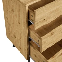 Credenza moderna con 6 cassetti, piedini in metallo, ampio spazio di contenimento, 120x40x75,5 cm, Colore naturale(m-6)