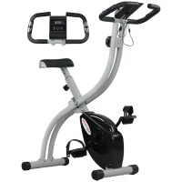 SPORTNOW Magnetic Exercise Bike, Foldable X-Bike with Adjustable Resistance, Pulse Sensor, Wheels and LCD Monitor, Grey(m-1)