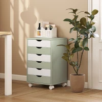 HOMCOM Bloco de Gavetas Móvel Arquivador com 6 Gavetas Suporte para Impressora com Rodas 40x35x63 cm Verde e Branco(m-8)