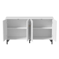 Credenza a 4 ante con frontale ad arco 3D, per soggiorno, sala da pranzo e ingresso, 140x34x78 cm, Bianco(m-10)