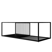 Tavolino da salotto con vetro temperato, con ampio spazio contenitivo, 110x48x35 cm, Nero(m-9)