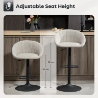 HOMCOM Set 2 Scaune de Bar Rotative din Țesătură cu Înălțime Ajustabilă Bej(m-4)