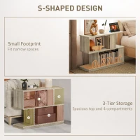 HOMCOM Măsuță de cafea modernă în formă de S cu 4 rafturi 90x30x61 cm Lemn(m-4)