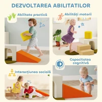 AIYAPLAY Set 8 Construcții Moi pentru Copii 0-3 Ani de Interior, din Catifea și Spumă PU Portocaliu(m-8)