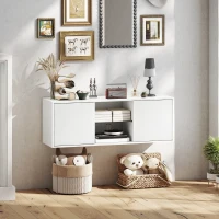 HOMCOM Mobilier suport TV de până la 55", suspendat sau de podea, uși amortizate, alb.(m-9)