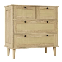 Cassettiera con 4 cassetti in rattan, 80x40x80 cm, Colore naturale(m-8)