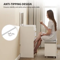 HOMCOM Compact Dressing Table and Stool Set, with Storage - White(m-7)