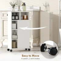 HOMCOM Unitate de Stocare pentru Baie Slim cu Roți - Alb(m-6)