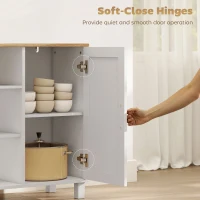 HOMCOM Dulap de Bucătărie cu Uși Amortizate, Compartiment Deschis și 2 Dulapuri Alb(m-6)