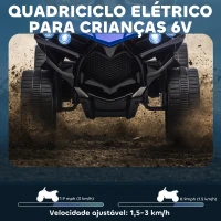 AIYAPLAY Quadriciclo Elétrico para Crianças 6 V Quadriciclo para Crianças com Velocidade até 3 km/h Faróis e Música 70x42x45 cm Azul(m-4)