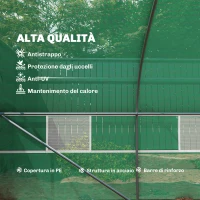 Outsunny Serra da Giardino a Tunnel 8x3x2m in PE e Acciaio con Porta Avvolgibile e Finestre, Verde(m-4)