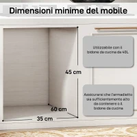 HOMCOM Pattumiera Estraibile Sottolavello per Differenziata con 2 Secchi da 20L, 52x33.5x41 cm, Grigio(m-6)