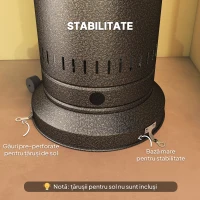 Outsunny Încălzitor de Exterior de 11 KW Reglabil, cu Roți 82 x 82 x 223 cm, Maro Închis(m-7)