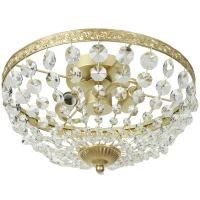 HOMCOM Crystal Chandelier Ceiling Light with 168 Octagonal Beads, Vintage 2-Light Flush Mount Ceiling Light for Living Room, Bedroom, Hallway, Dining Room, Gold Tone(m-11)