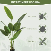 Plantă Artificială HOMCOM de 160 cm cu 10 Frunze Verzi din PEVA și Vas de Ø16.5x13.5 cm(m-6)
