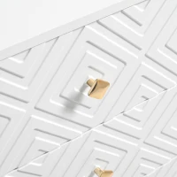 Cassettiera a 6 cassetti, con motivo geometrico e maniglie a forma di diamante, per camera da letto e soggiorno, 120x40x80 cm, Bianco(m-6)