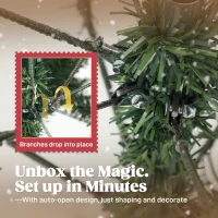 HOMCOM Brad de Crăciun Înzăpezit Înalt 180 cm 910 Ramuri, Conuri și Bază Metalică Verde(m-6)